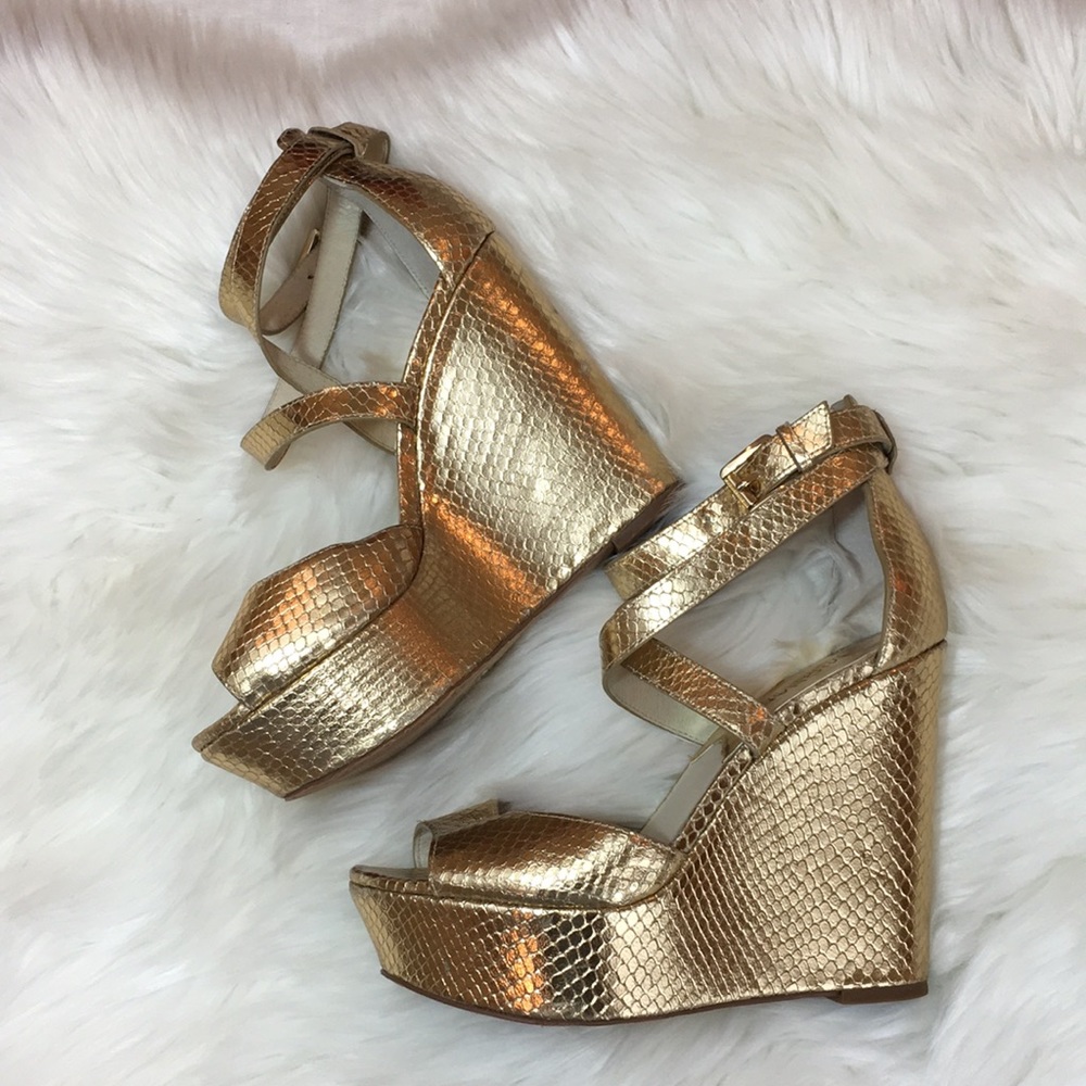 Michael Kors Gold Snakeskin Wedges